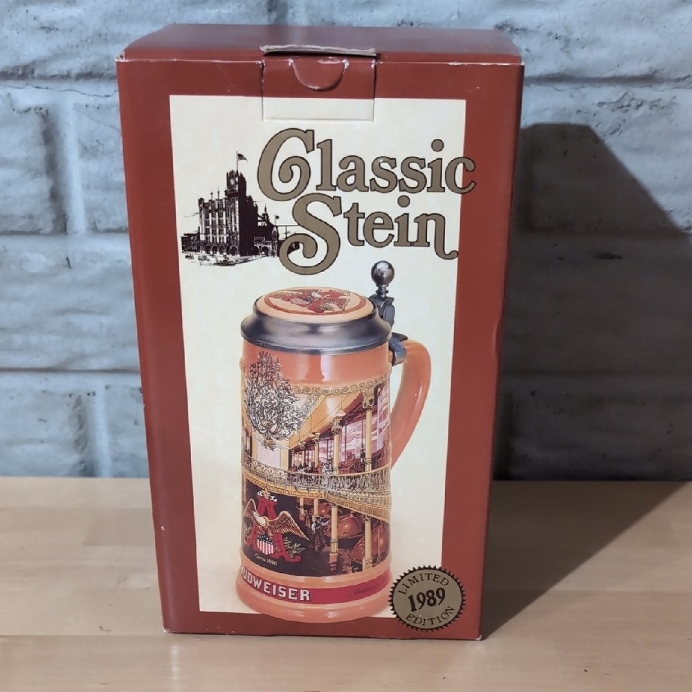 Budweiser Orange Ceramic Classic Stein with Pewter-Style Lid
